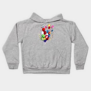 Flying Balloon Watercolor Kids Hoodie